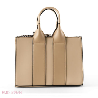 SPECIAL DESIGN LEATHER HANDBAG WITH SCARF - MED