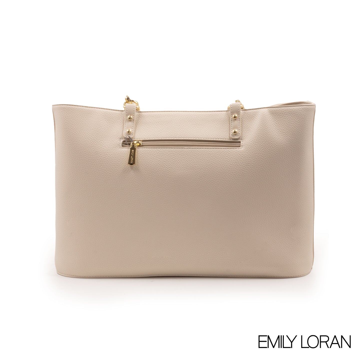 CREAMY LEATHER TOTE BAG WITH SPECIAL DESIGN -LARGE