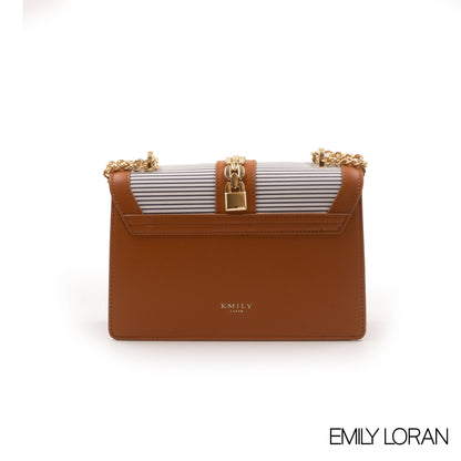 LEATHER CROSSBODY BAG WITH STRIPED NAVY DETAILS- SMALL