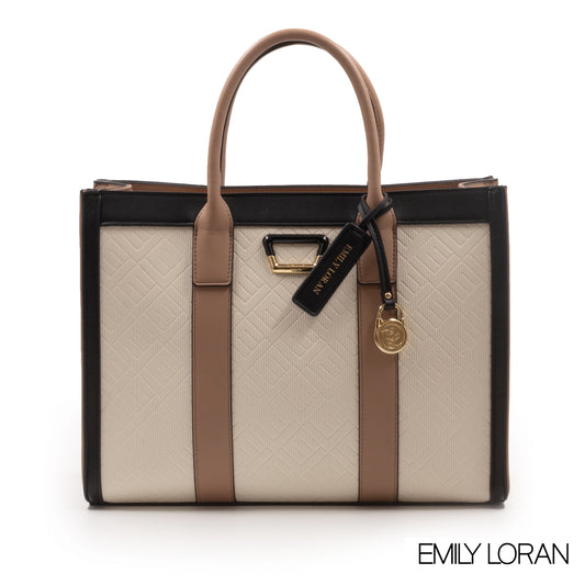 EMILY LORAN EMBOSSED LEATHER HANDBAG-LARGE