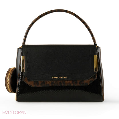 SMOOTH LEATHER HANDBAG WITH DETAIL SNAKE METALLIC - MED