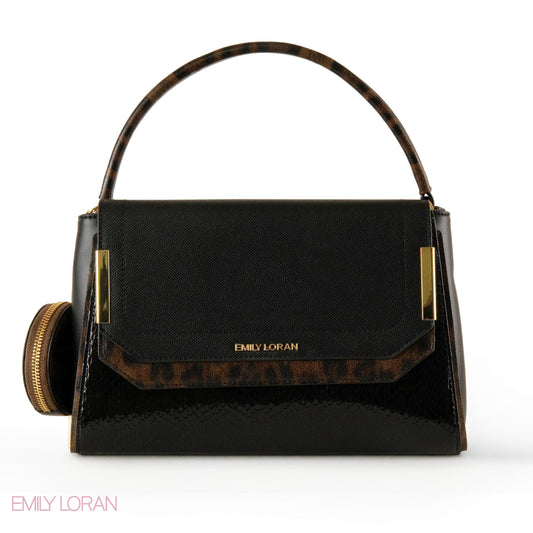 SMOOTH LEATHER HANDBAG WITH DETAIL SNAKE METALLIC - MED