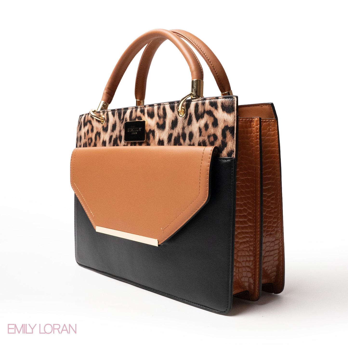 TIGER LEATHER HANDBAG WITH FLAP - LARGE