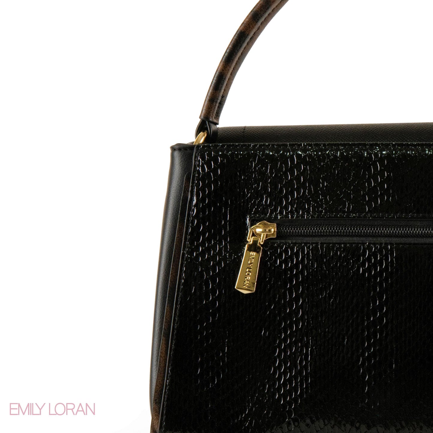 SMOOTH LEATHER HANDBAG WITH DETAIL SNAKE METALLIC - MED