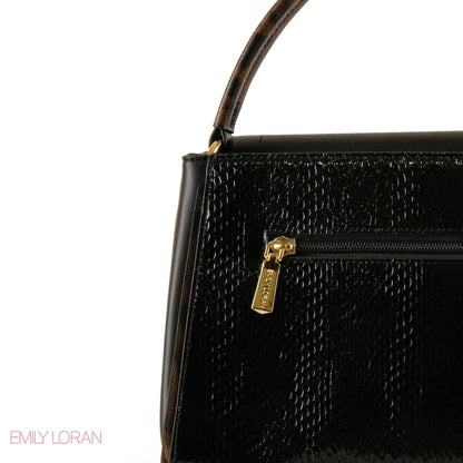 SMOOTH LEATHER HANDBAG WITH DETAIL SNAKE METALLIC - MED