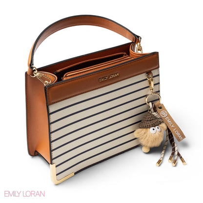 MATTE SMOOTH LEATHER HANDBAG WITH ACCESSORIES -MED