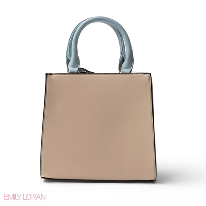 WHITE PINK MULTI LEATHER HANDBAG WITH MINI FLAP -SMALL