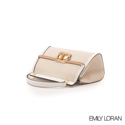 WOVEN STRAW HANDBAG WITH LEATHER ACCENTS -MED
