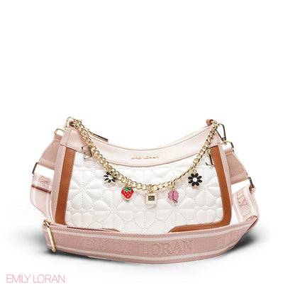 NUDE PINK SHOULDER BAG WITH CHAIN STRAP - SMALL