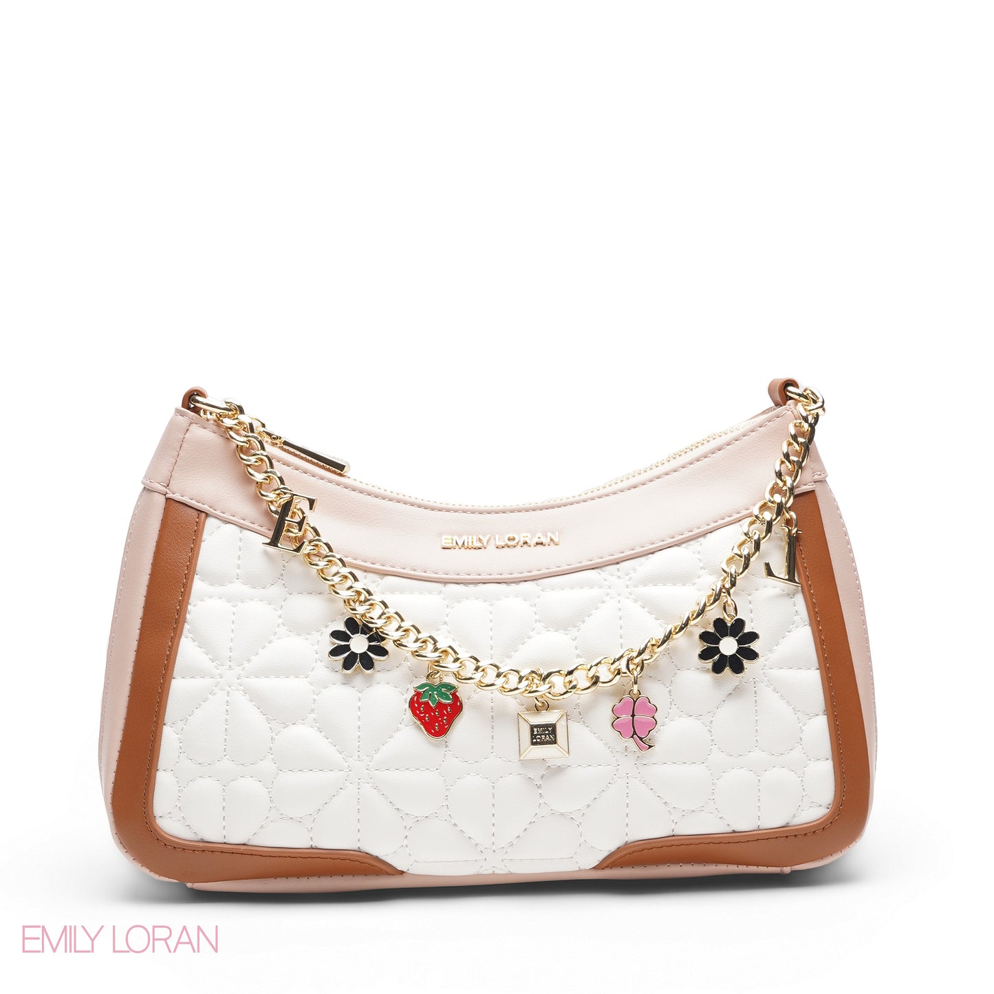 NUDE PINK SHOULDER BAG WITH CHAIN STRAP - SMALL