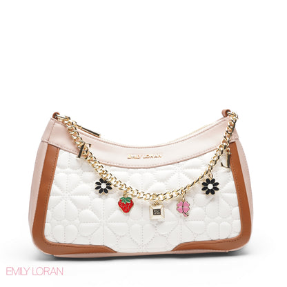 NUDE PINK SHOULDER BAG WITH CHAIN STRAP - SMALL