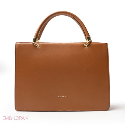 STRIPED NAVY LEATHER HANDBAG WITH FLAP - LARGE