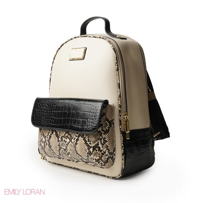 BLACK LEATHER BACKPACK WITH MINI SNAKE WALLET