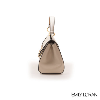 WOVEN STRAW HANDBAG WITH LEATHER ACCENTS -MED