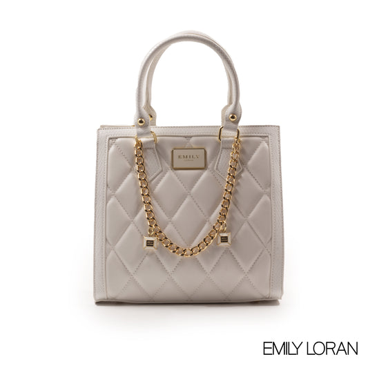 FOX SMOOTH LEATHER HANDBAG WITH WHITE TRIM-MED