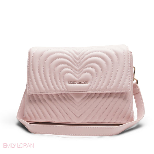 PINK EMILY EMBOSSED LOGO TRAPEZE BAG - MED