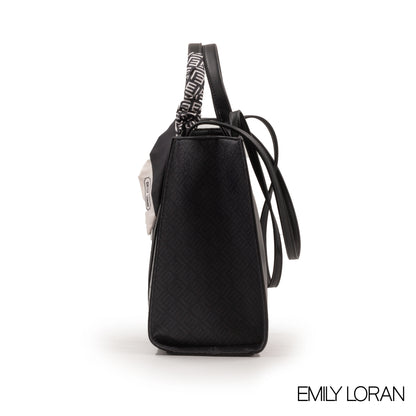 WOVEN STRAW HANDBAG LEATHER ACCENTS WITH SCARF -LARGE