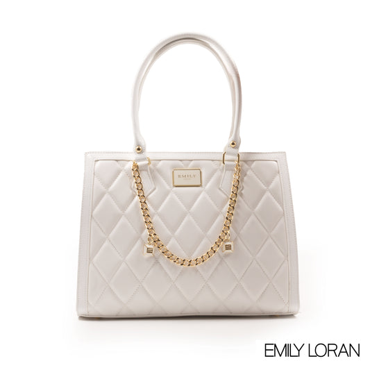 FOX SMOOTH LEATHER HANDBAG WITH WHITE TRIM-LARGE