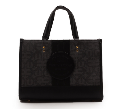 PRINTED CANVAS WITH LEATHER TRIM HANDBAG-MED