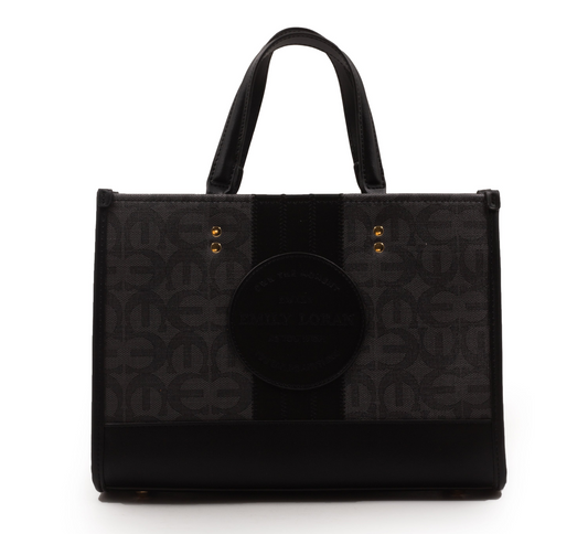 PRINTED CANVAS WITH LEATHER TRIM HANDBAG-MED