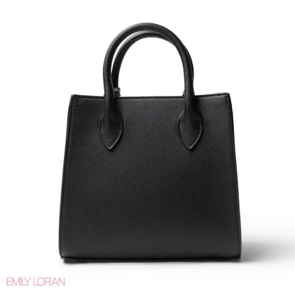 EMILY LOGO EMBOSSED LEATHER HANDBAG WITH MINI WALLET- SMALL