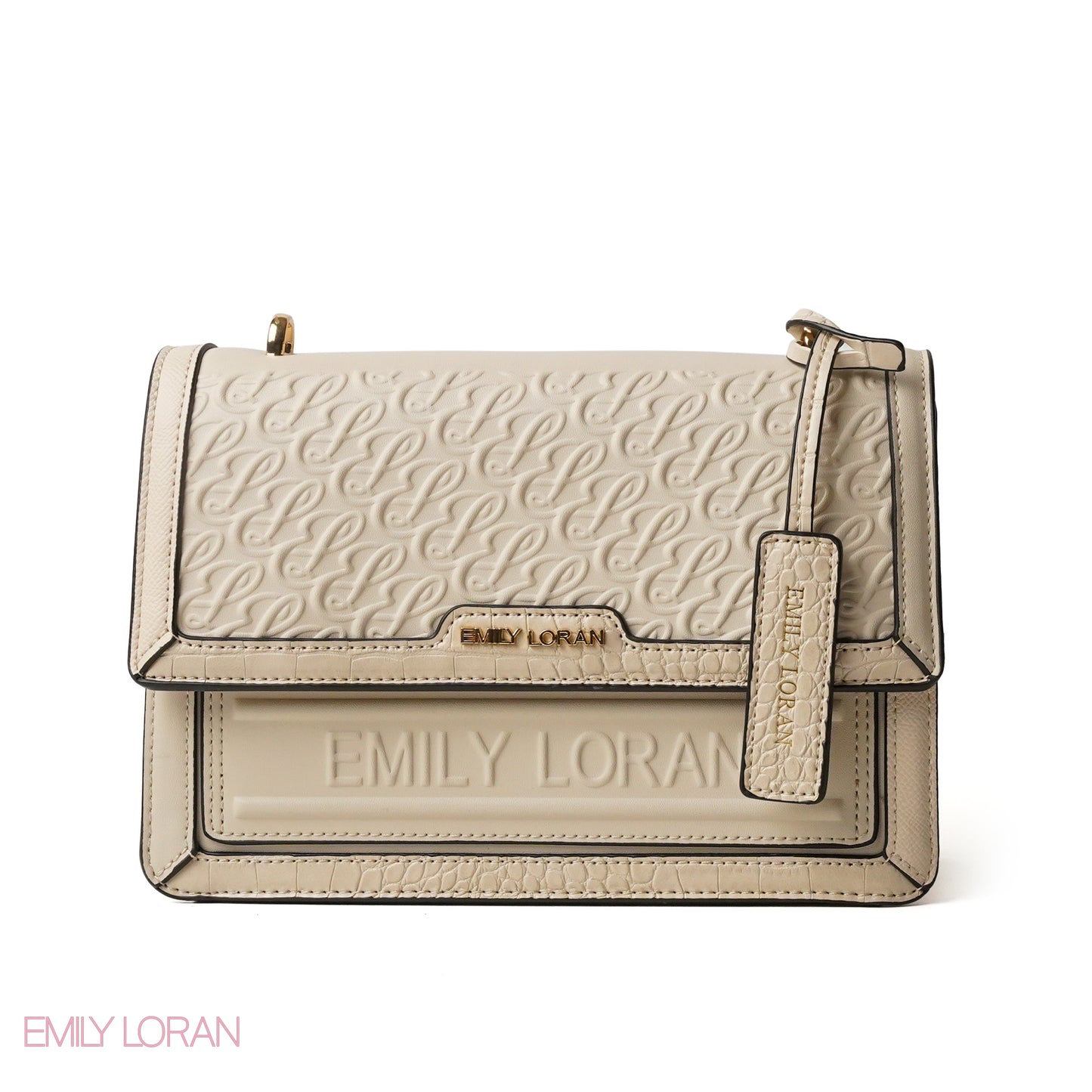 BEIGE CROSS BAG EMILY LOGO - MEDIUM