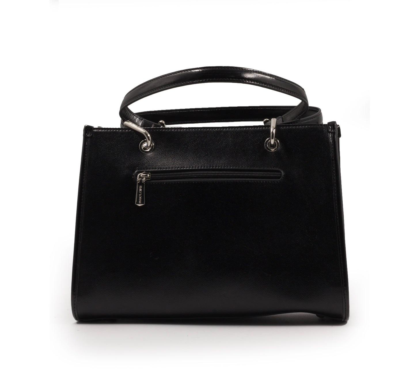 BLACK SHINY LEATHER HANDBAG WITH METAL CHAIN-LARGE