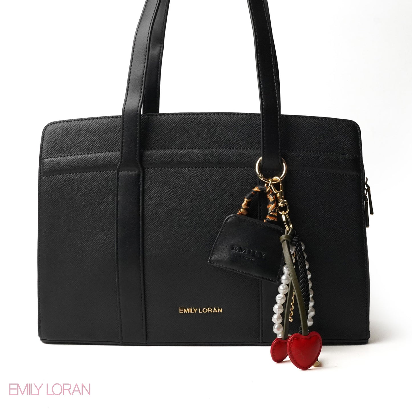 SHOPPING LEATHER SHOULDERS BAG WITH BLACK TRIM - LARGE