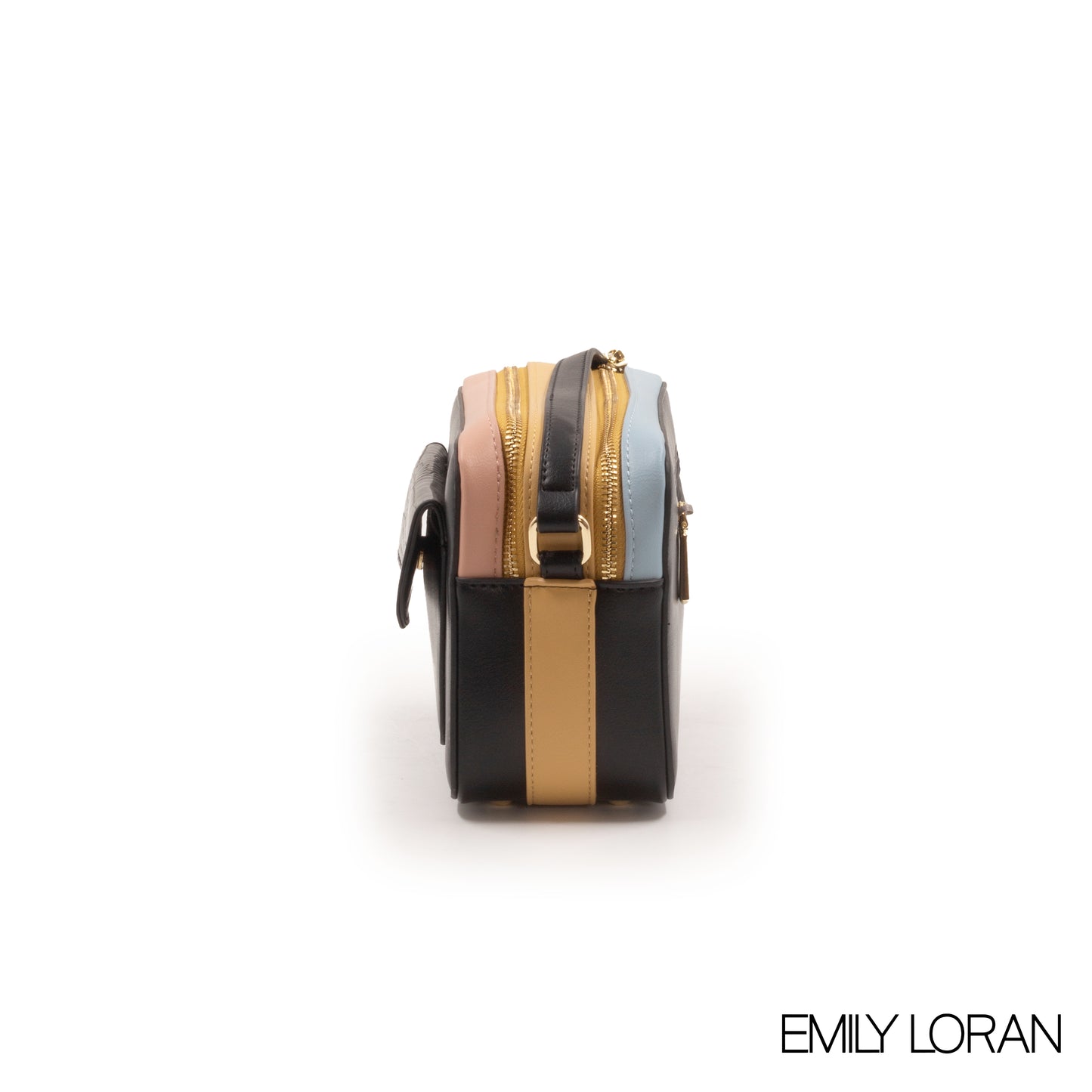 SMOOTH LEATHER CROSSBODY BAG WITH CROC ACCENT -SMALL