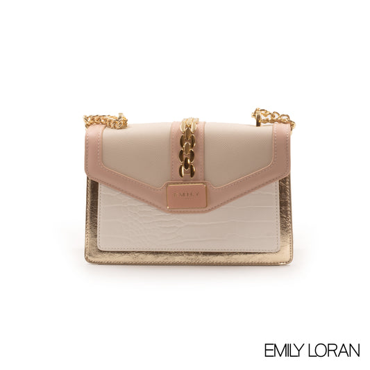 LEATHER CROSSBODY BAG WITH GOLD METALLIC DETAILS- SMALL