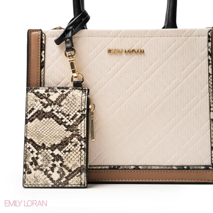 LEATHER HANDBAG WITH SNAKE DETAIL TOUCH -SMALL