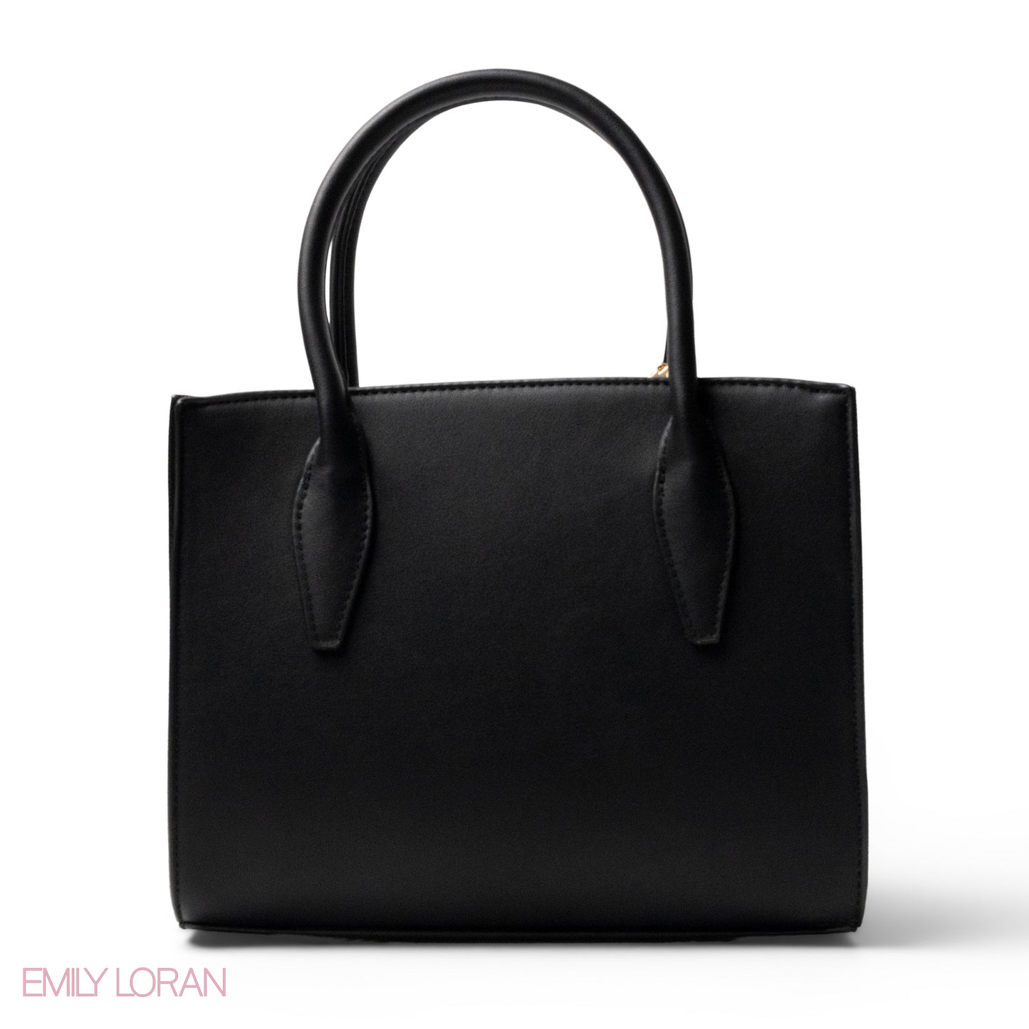 BLACK SMOOTH LEATHER HANDBAG WITH ACCESSORIES -MED