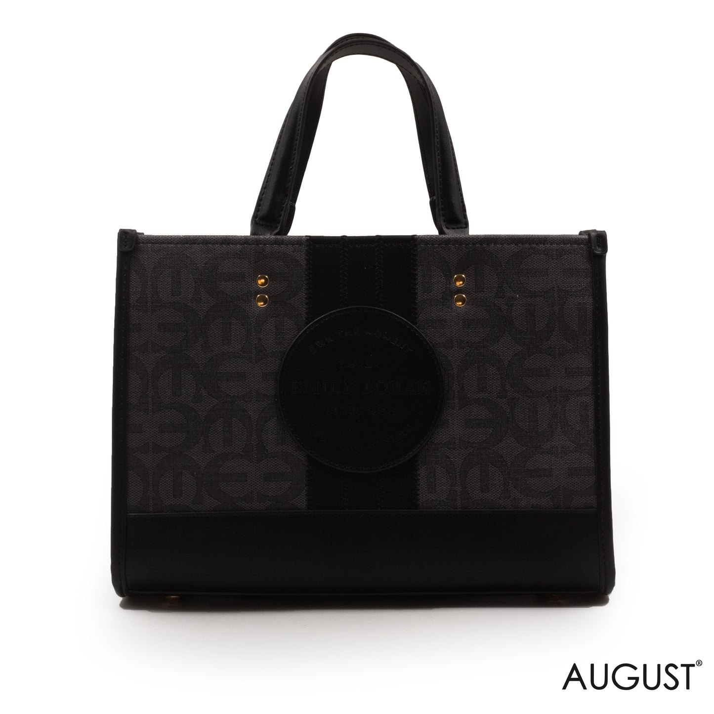 PRINTED CANVAS WITH LEATHER TRIM HANDBAG-MED