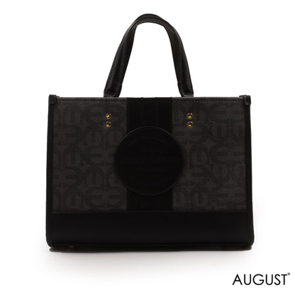 PRINTED CANVAS WITH LEATHER TRIM HANDBAG-MED