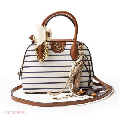 EMILY LORAN EMBOSSED LEATHER HANDBAG WITH ACCESSORIES -SMALL