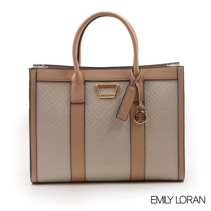 EMILY LORAN EMBOSSED LEATHER HANDBAG-LARGE
