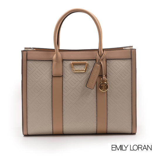 EMILY LORAN EMBOSSED LEATHER HANDBAG-LARGE