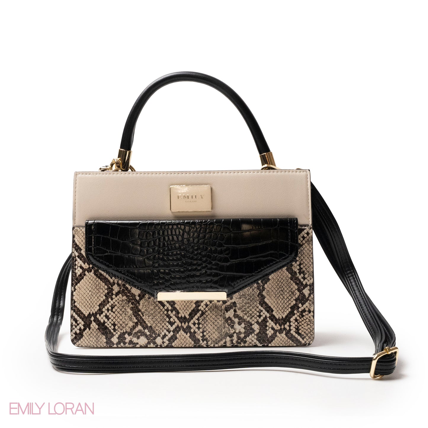 SNAKE LEATHER HANDBAG WITH FLAP -MED