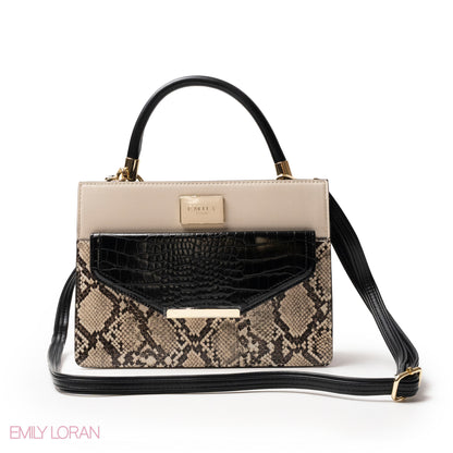 SNAKE LEATHER HANDBAG WITH FLAP -MED