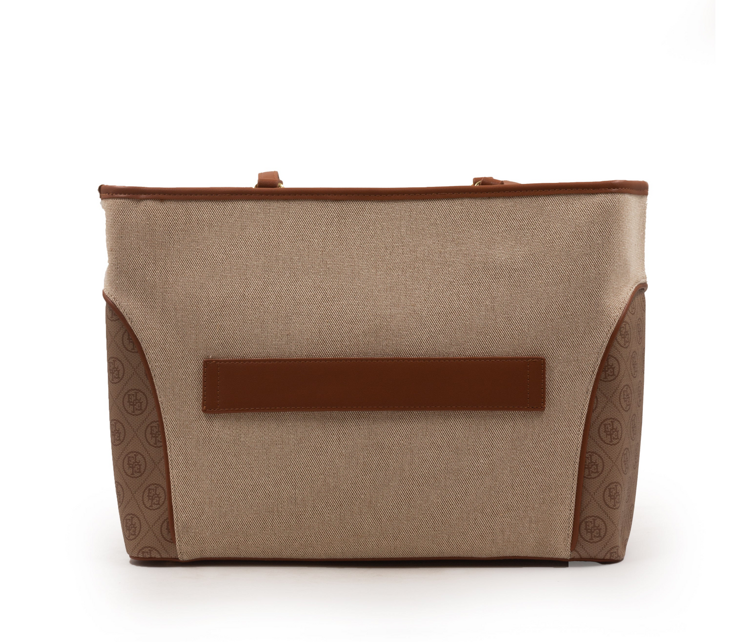 BROWN LEATHER EMILY LORAN WITH PATTERNED TRIM-LARGE