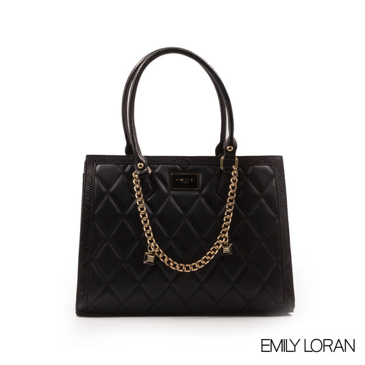 FOX SMOOTH LEATHER HANDBAG WITH BLACK TRIM-LARGE