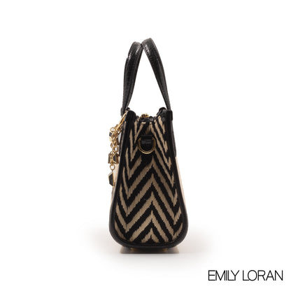 WOVEN FABRIC WITH CHEVRON PATTERNS BAG - SMALL