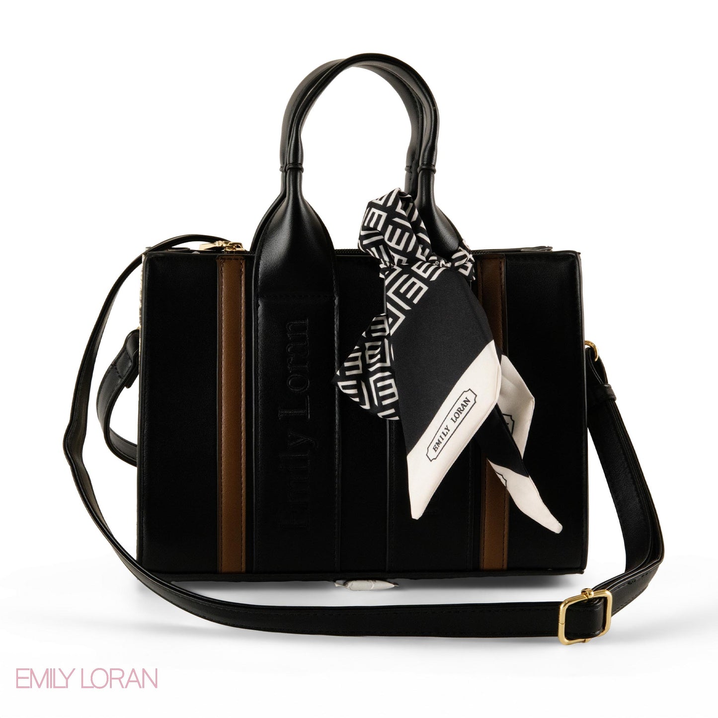 SPECIAL DESIGN LEATHER HANDBAG WITH SCARF - MED