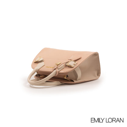 PINK SNAKE LEATHER HANDBAG WITH GOLD LOCK DETAIL-MED