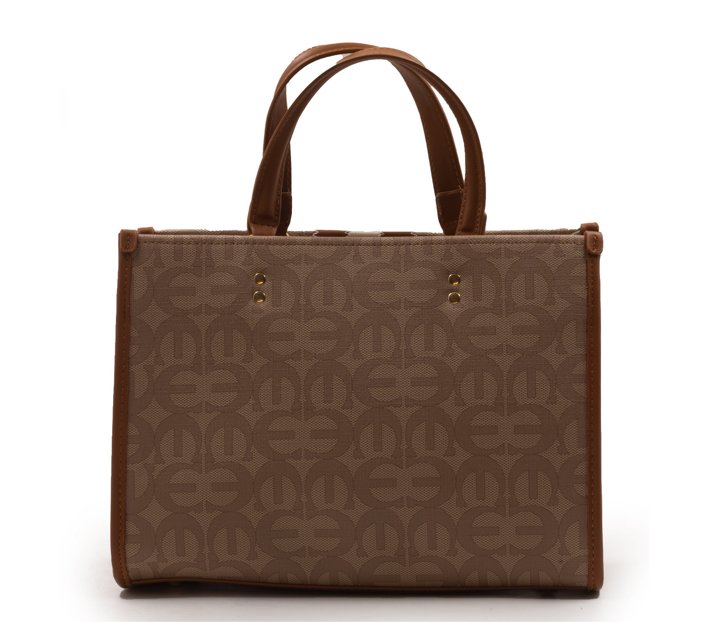 PRINTED CANVAS WITH LEATHER TRIM HANDBAG-MED