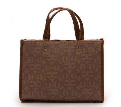 PRINTED CANVAS WITH LEATHER TRIM HANDBAG-MED