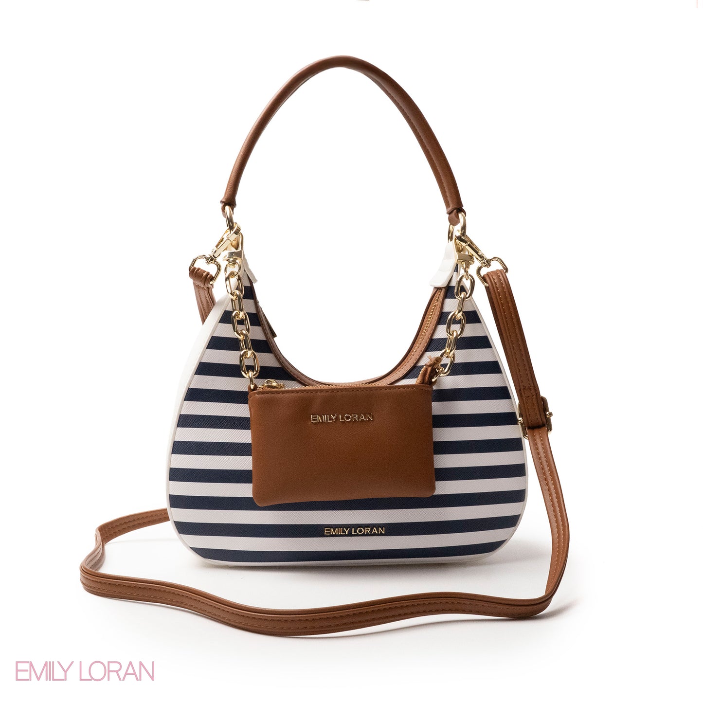 MODREN WHITE LEATHER HANDBAGWITH METAL CHAIN - MED