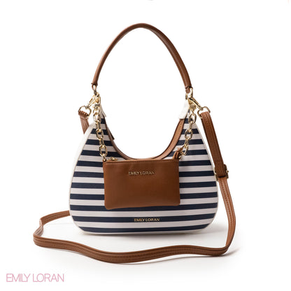 MODREN WHITE LEATHER HANDBAGWITH METAL CHAIN - MED