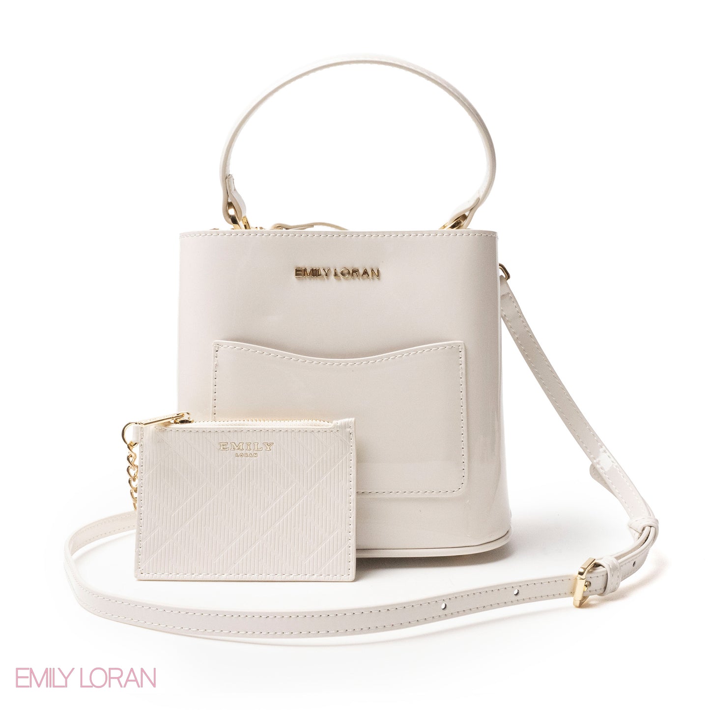 GLOSSY LEATHER HANDBAG WITH METAL CHAIN,MINI WALLET