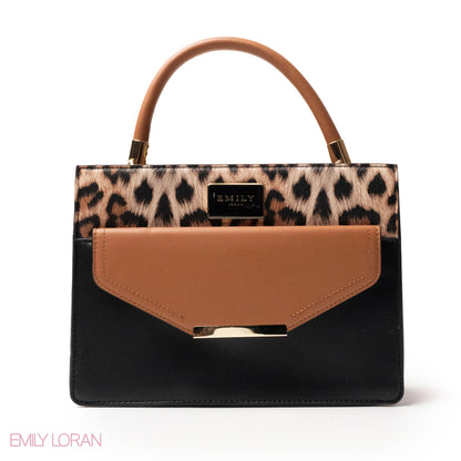 TIGER LEATHER HANDBAG WITH FLAP -MED